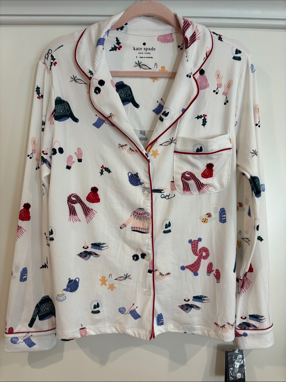 NWT Kate Spade Winter Wonderland Pajama Top Knit Sleep Shirt Size Small